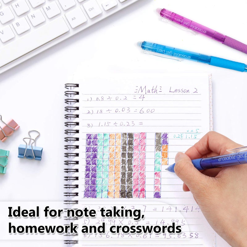 Vanstek 22 Colors Retractable Erasable Gel Pens Clicker, Fine Point(0.7), Make Mistakes Disappear, Premium Comfort Grip for Drawing Writing Planner and Crossword Puzzles - Image 4